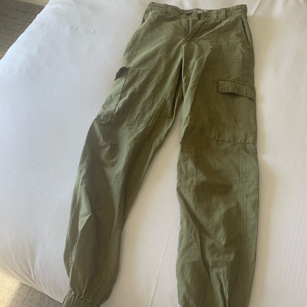 Army green fitted cargo pants